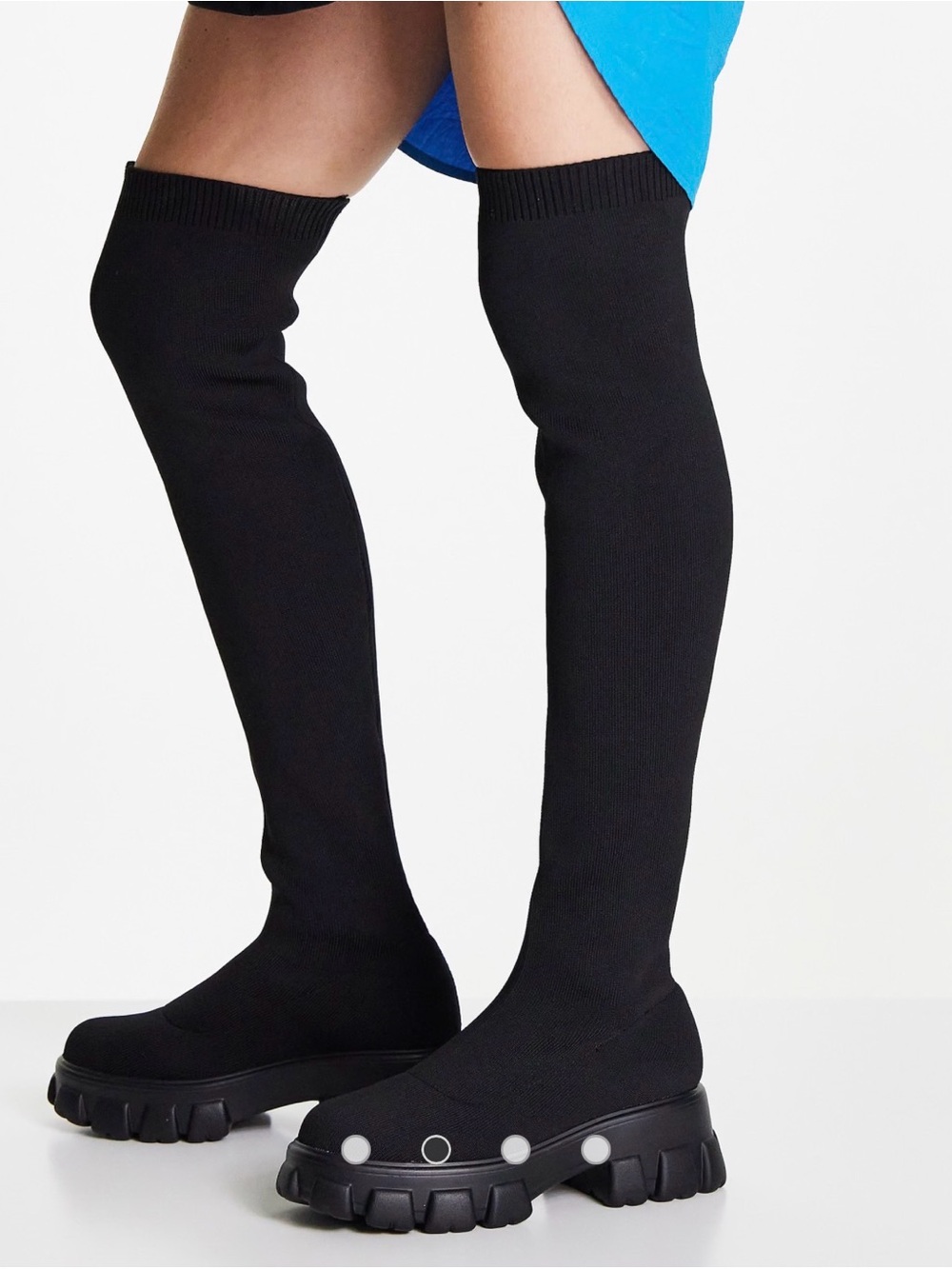 ASOS Black Over-the-Knee Sock Boots with Lug Sole